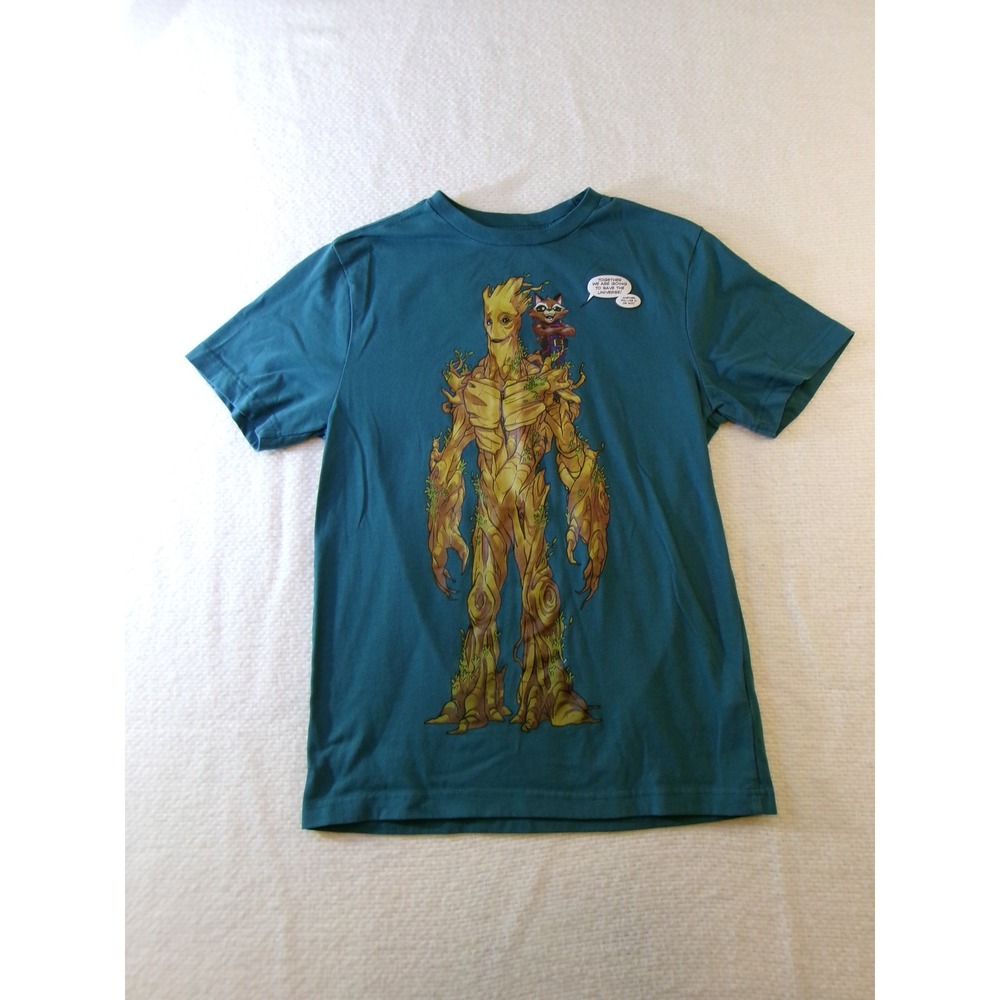 Marvel Disney Store Groot Rocket Raccoon Teal Graphic T-Shirt Kids Small S
